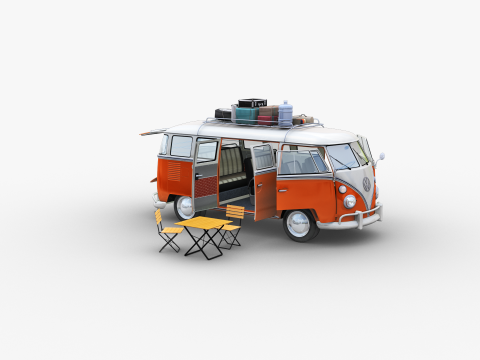 Camper Van Type 2 luggage Model 3D