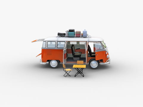 Camper Van Type 2 luggage Model 3D
