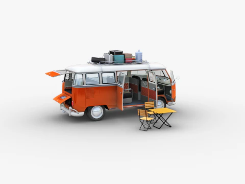 Camper Van Type 2 luggage 3D Model
