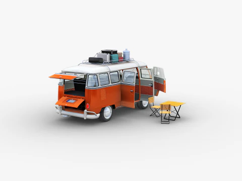 Camper Van Type 2 luggage 3D Model