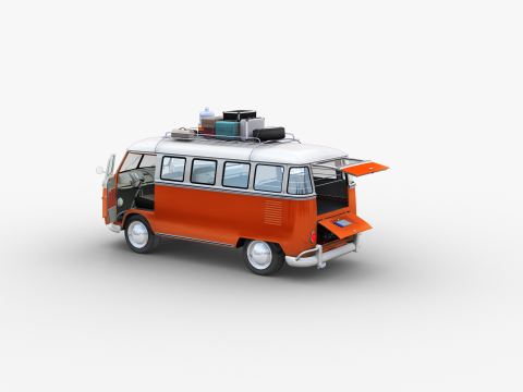 Camper Van Type 2 luggage Model 3D