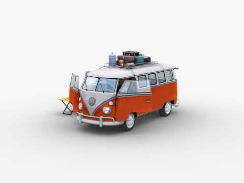 Camper Van Type 2 luggage Model 3D