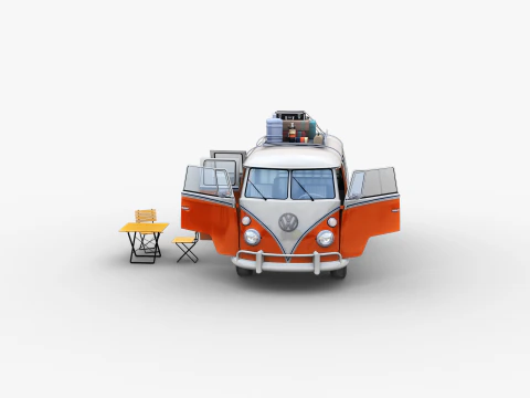 Camper Van Type 2 luggage 3D Model