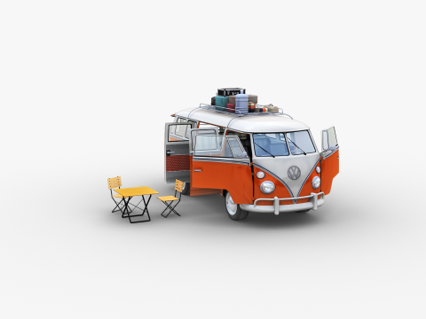 Camper Van Type 2 luggage Model 3D