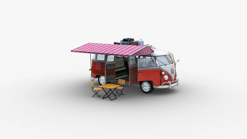 Camper Van Type 2 luggage 3D Model .c4d .max .obj .3ds .fbx .stl .blend 