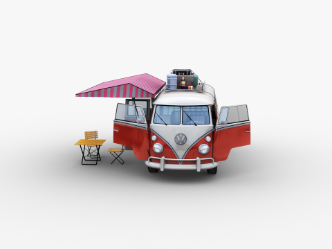 Camper Van Type 2 luggage Model 3D