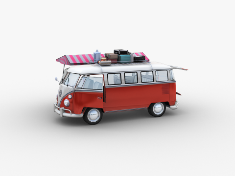 Camper Van Type 2 luggage Model 3D