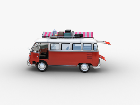 Camper Van Type 2 luggage Model 3D