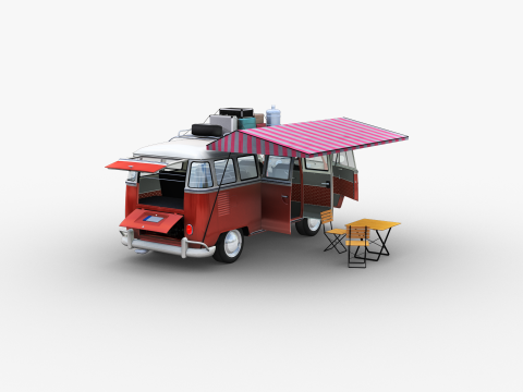 Camper Van Type 2 luggage Model 3D