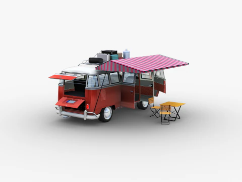 Camper Van Type 2 luggage 3D Model