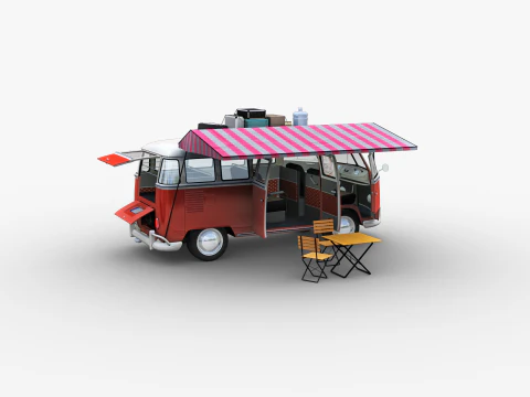 Camper Van Type 2 luggage 3D Model