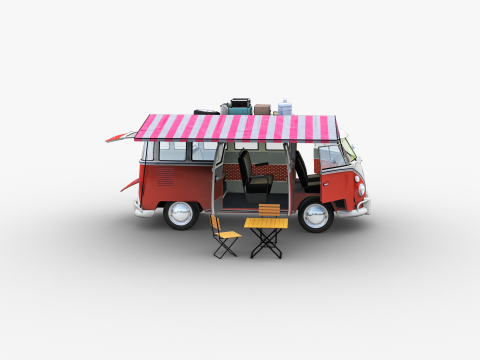 Camper Van Type 2 luggage Model 3D