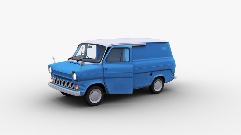 Transit Van Lowpoly 2 3D Model .c4d .max .obj .3ds .fbx .stl .blend