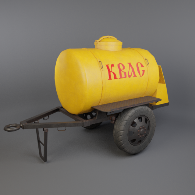 trailer with kvass low-poly 3D 모델 .c4d .max .obj .3ds .fbx .stl .blend 