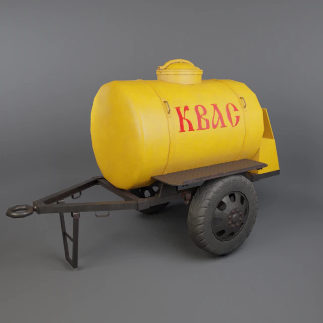 trailer with kvass low-poly 3D Model .c4d .max .obj .3ds .fbx .stl .blend