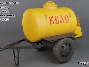 trailer with kvass low-poly 3D Model