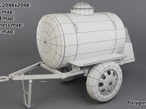 trailer with kvass low-poly 3D Model