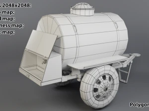 trailer with kvass low-poly 3D Model