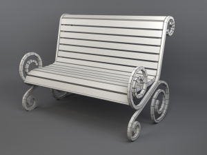 bench game ready Modelo 3D