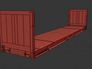 コンテナ - 40フラットトラック 3Dモデル