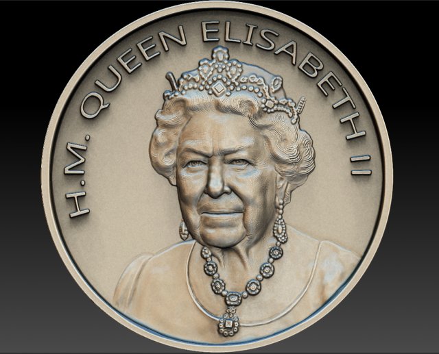 QUEEN ELIZABETH MEDALLION 3D Print Model .c4d .max .obj .3ds .fbx .stl .blend 