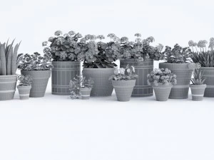 wooden cart flower pot 3D Model