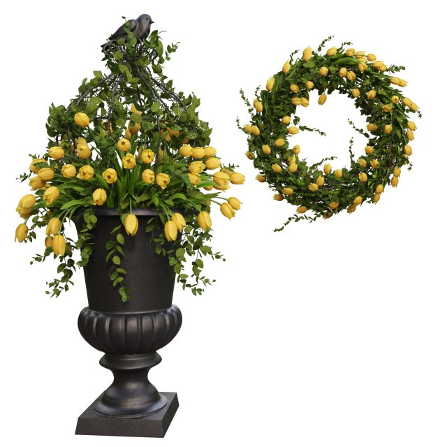 vase with flowers and wreath model 3D मॉडल .c4d .max .obj .3ds .fbx .stl .blend 
