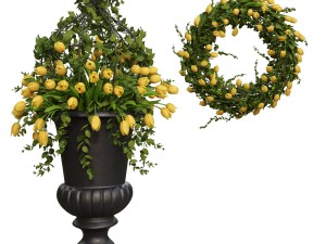 vase with flowers and wreath model Modelo 3D