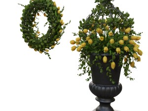 vase with flowers and wreath model 3D मॉडल