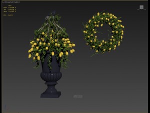 vase with flowers and wreath model 3D मॉडल