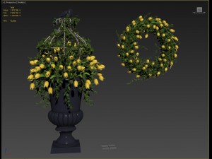 vase with flowers and wreath model 3D मॉडल