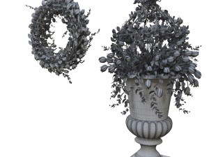 vase with flowers and wreath model 3D मॉडल