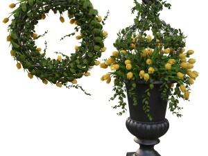 vase with flowers and wreath model 3D मॉडल