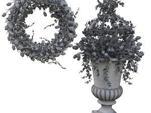 vase with flowers and wreath model 3D मॉडल