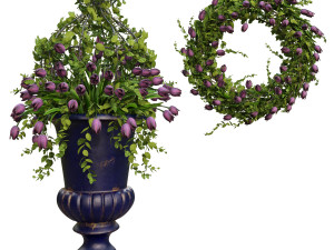 3d vase with flowers and wreath 02 3Dモデル