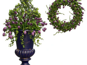 3d 꽃병과 꽃과 화환 02 3D 모델