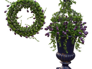 3d vase with flowers and wreath 02 Model 3D