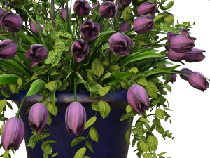 3d vase with flowers and wreath 02 Model 3D