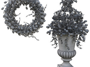 3d vase with flowers and wreath 02 Model 3D