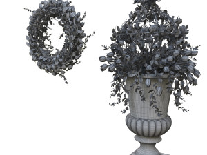3d vase with flowers and wreath 02 Model 3D