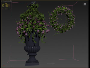3d vase with flowers and wreath 02 Model 3D
