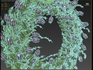 3d vase with flowers and wreath 02 Model 3D