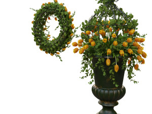 3d vase with flowers and wreath 03 model 3D मॉडल