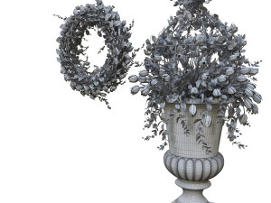 3d vase with flowers and wreath 03 model 3D मॉडल