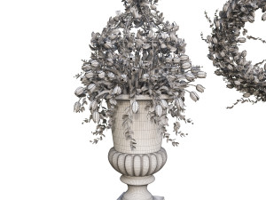 3d vase with flowers and wreath 03 model 3D मॉडल