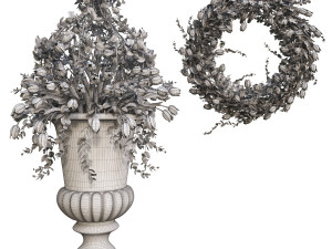 3d vase with flowers and wreath 03 model 3D मॉडल