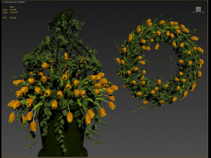 3d vase with flowers and wreath 03 model 3D मॉडल