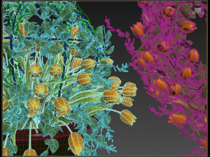 3d vase with flowers and wreath 03 model 3D मॉडल