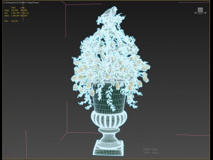 3d vase with flowers and wreath 03 model 3D मॉडल