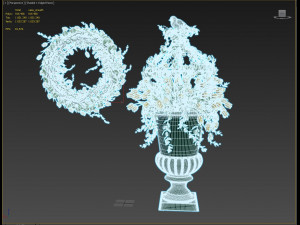 3d vase with flowers and wreath 03 model 3D मॉडल